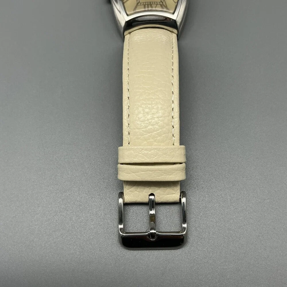 Steel By Design Womens Watch 32mm Cream Dial Silver Tone Leather New Battery